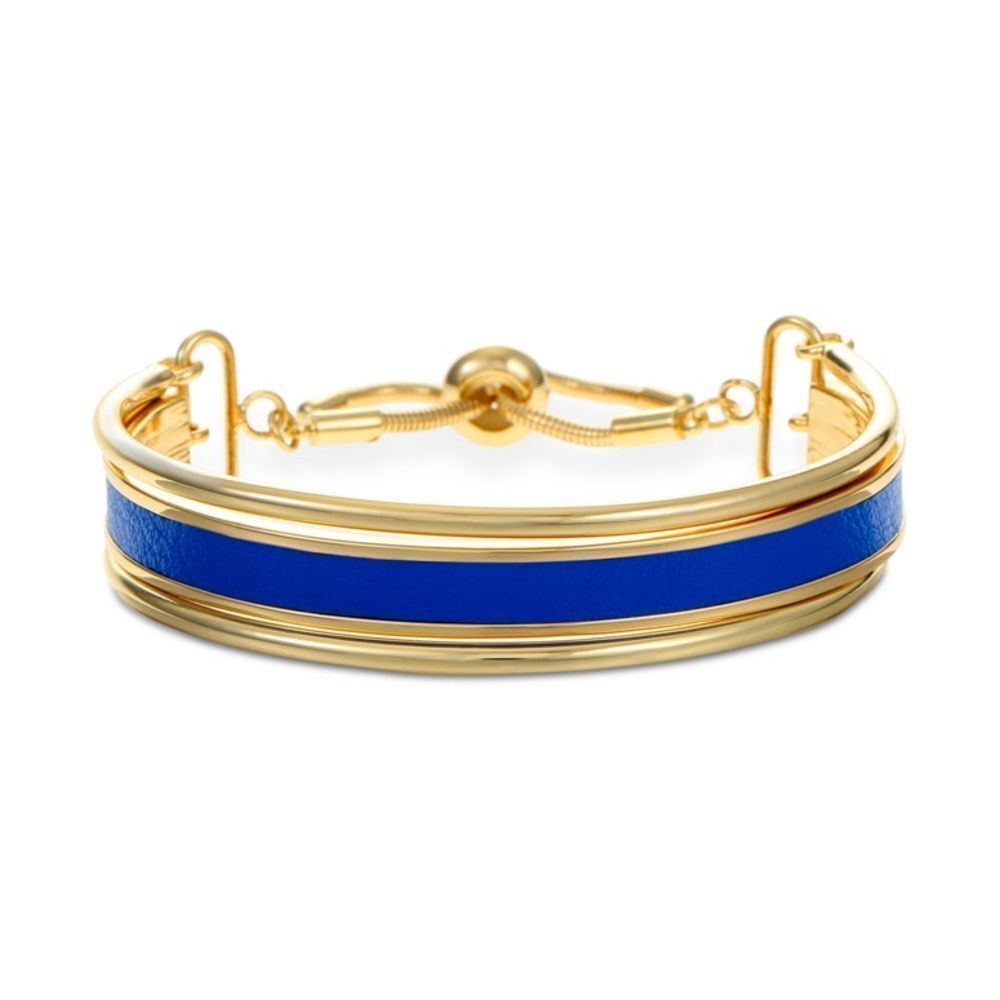 Alfani Gold-Tone Faux-Leather Inlay Slider Bracelet
